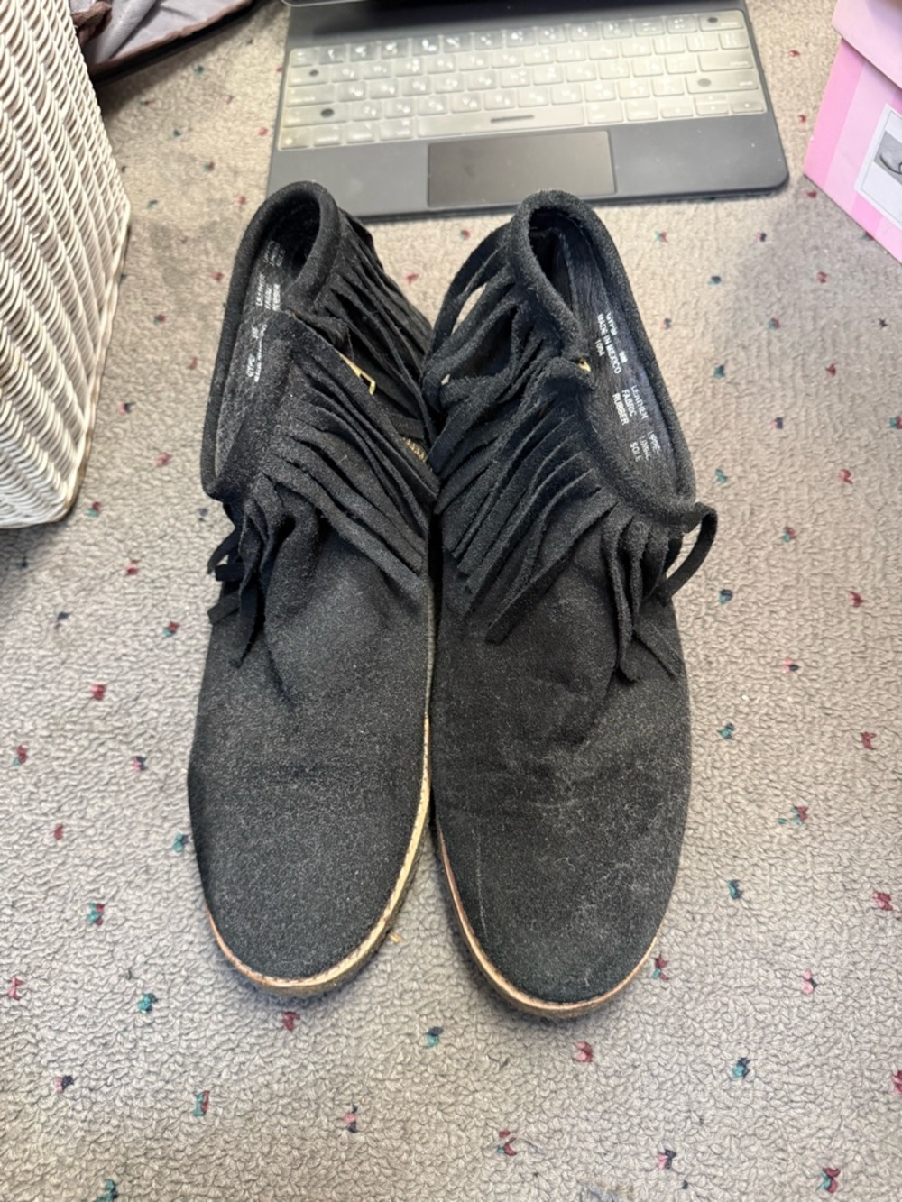 Women’s Black Fringed Ankle Boots